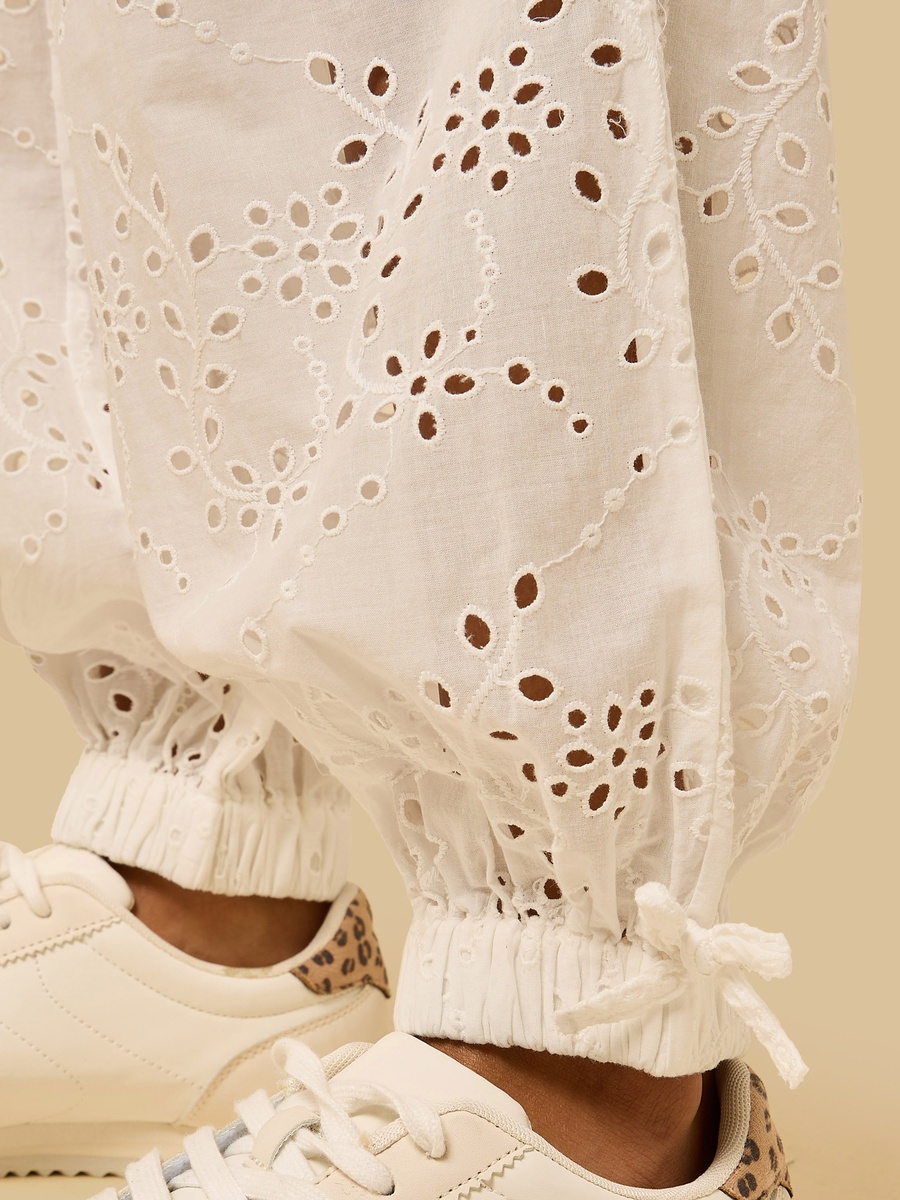 Schiffli Embroidered Wide Leg Joggers