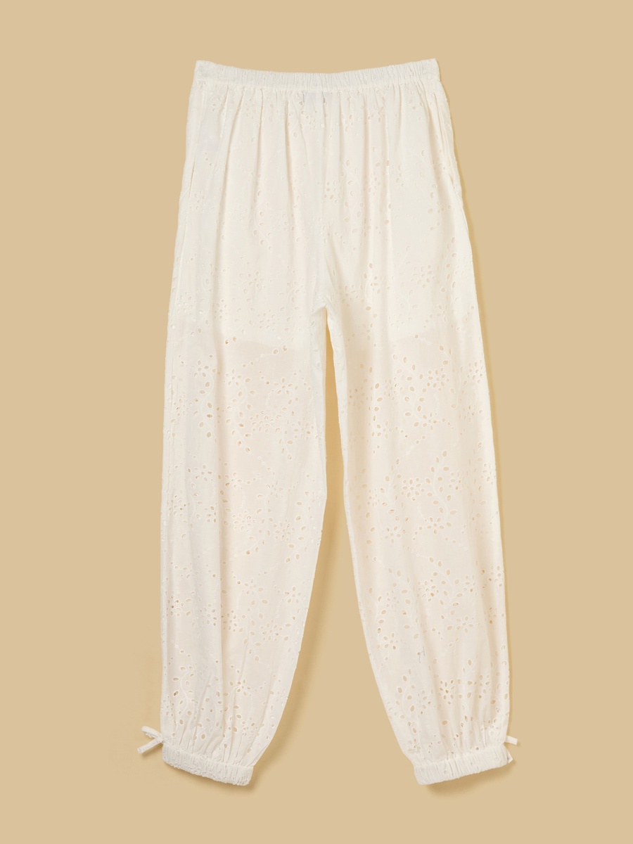 Schiffli Embroidered Wide Leg Joggers