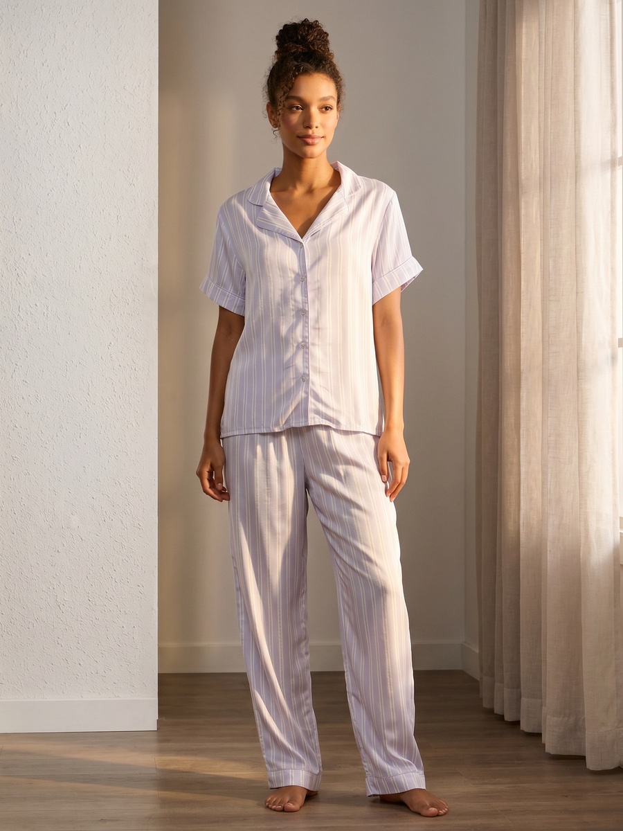Lurex Striped Viscose Pyjama Set