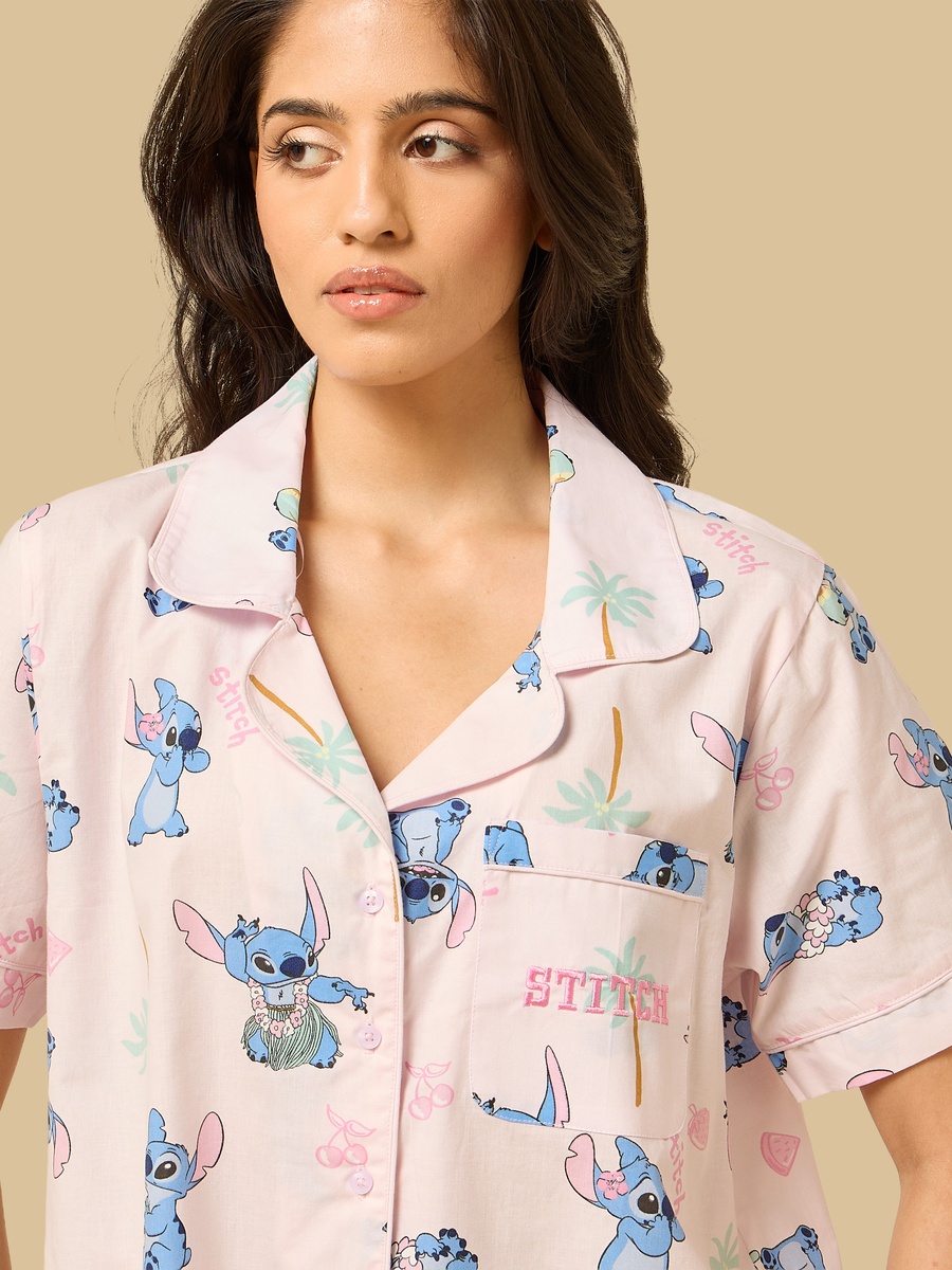 Stitch Print Cotton Pyjama Set