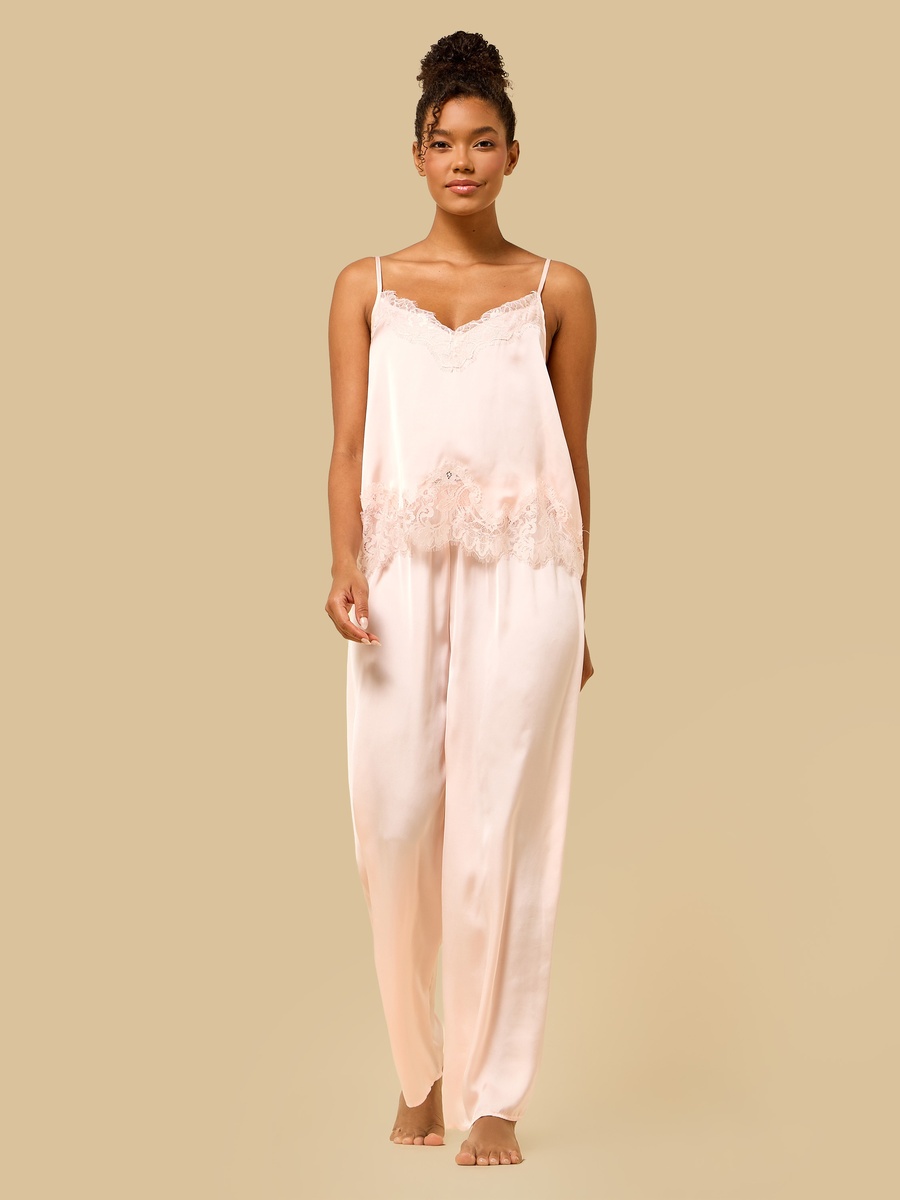 Lace Trim Satin Pyjama Set