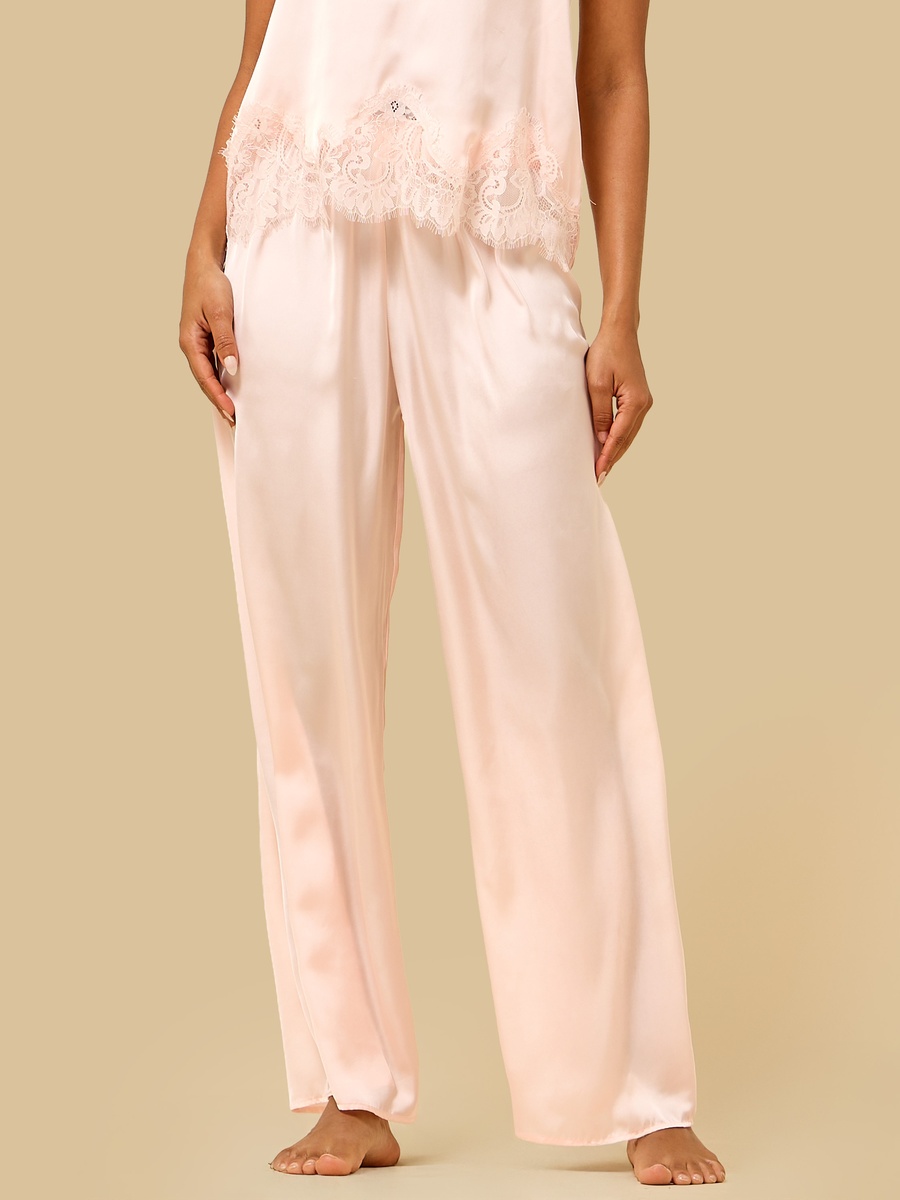 Lace Trim Satin Pyjama Set