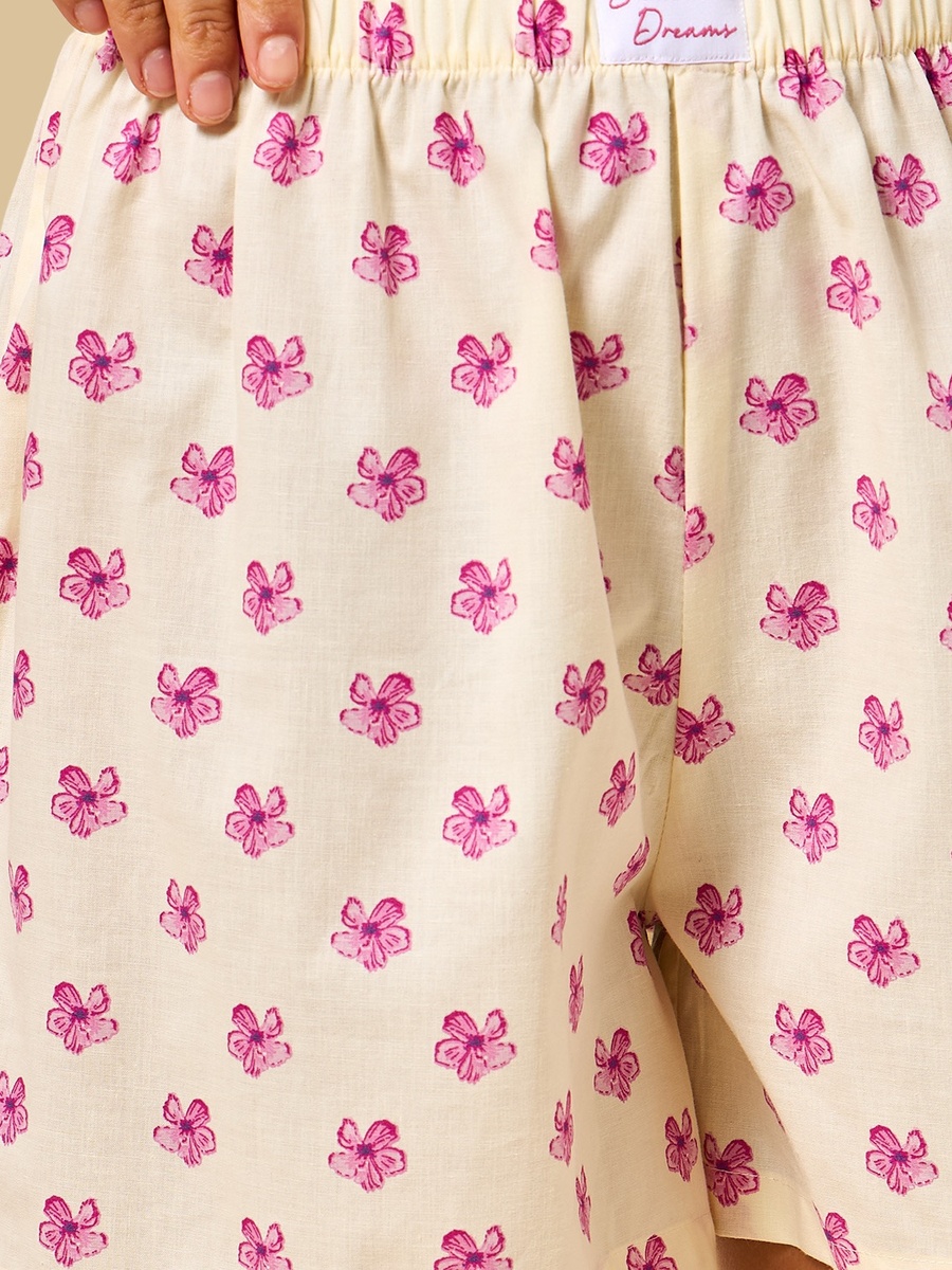 Floral Print Cotton Shorts Set