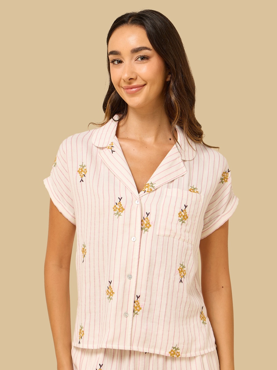 Floral Embroidered Pyjama Set