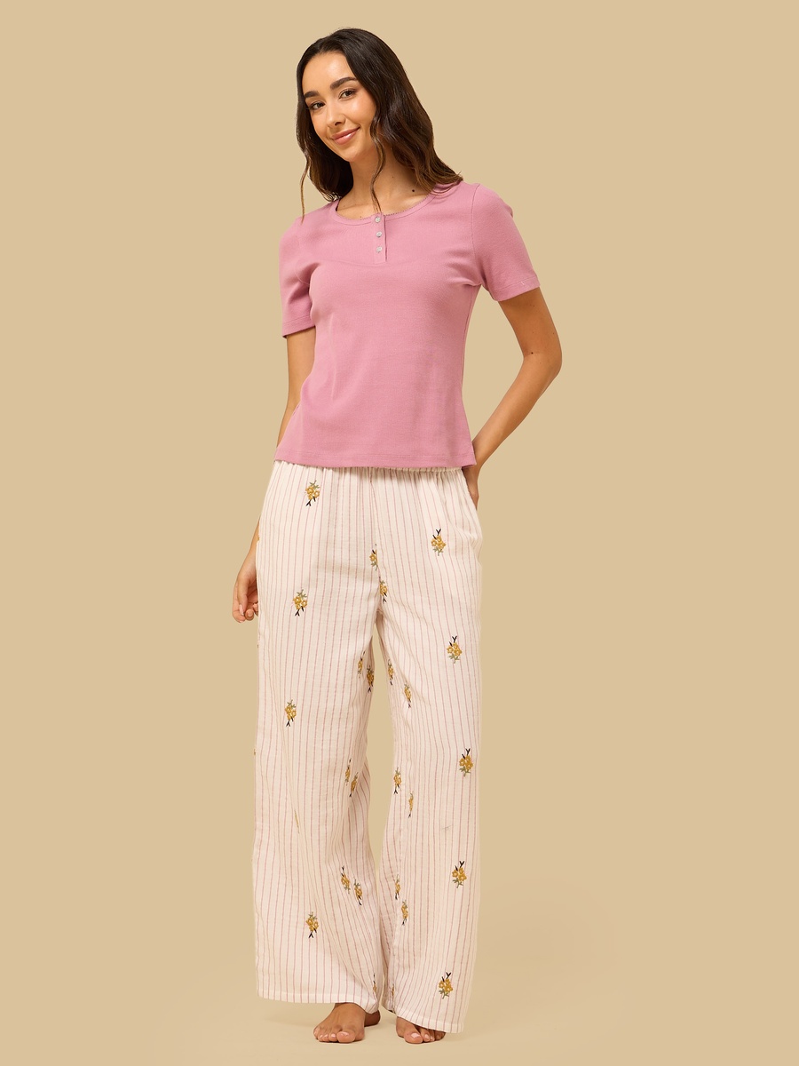 Floral Embroidered Pyjama Set