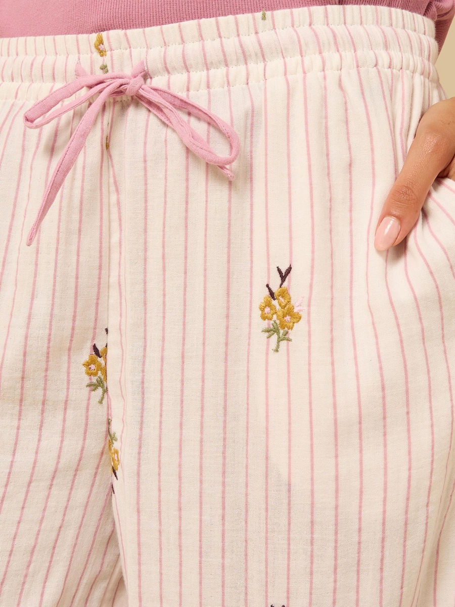 Floral Embroidered Pyjama Set