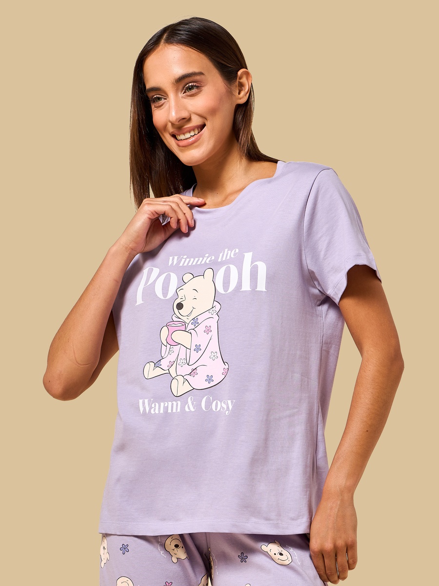 Winnie the Pooh Print Cotton Pyjama Set