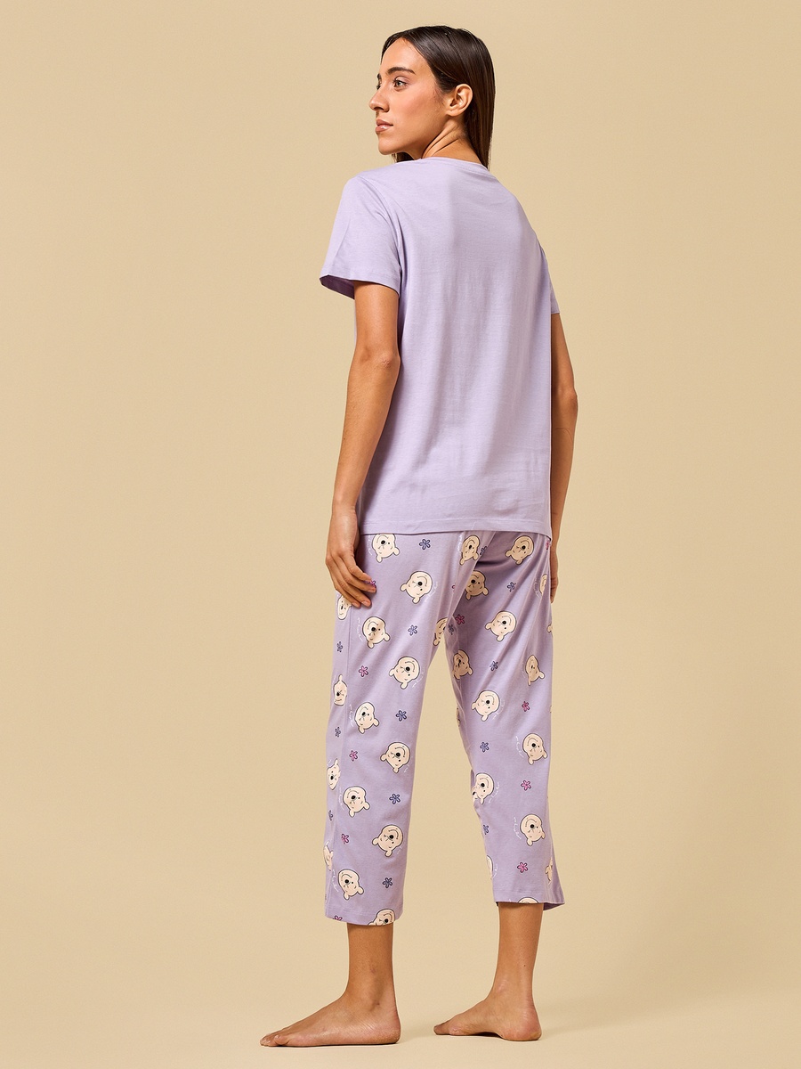Winnie the Pooh Print Cotton Pyjama Set