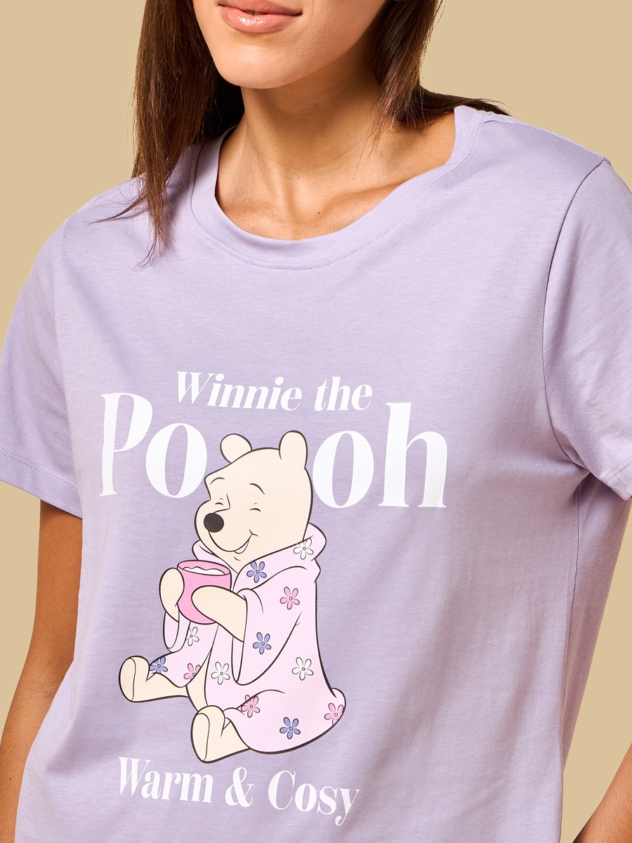 Winnie the Pooh Print Cotton Pyjama Set