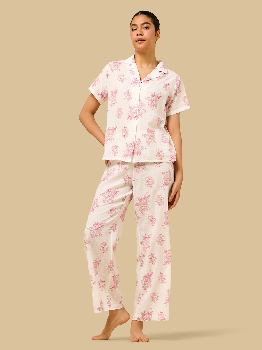 Floral Print Cotton Pyjama Set