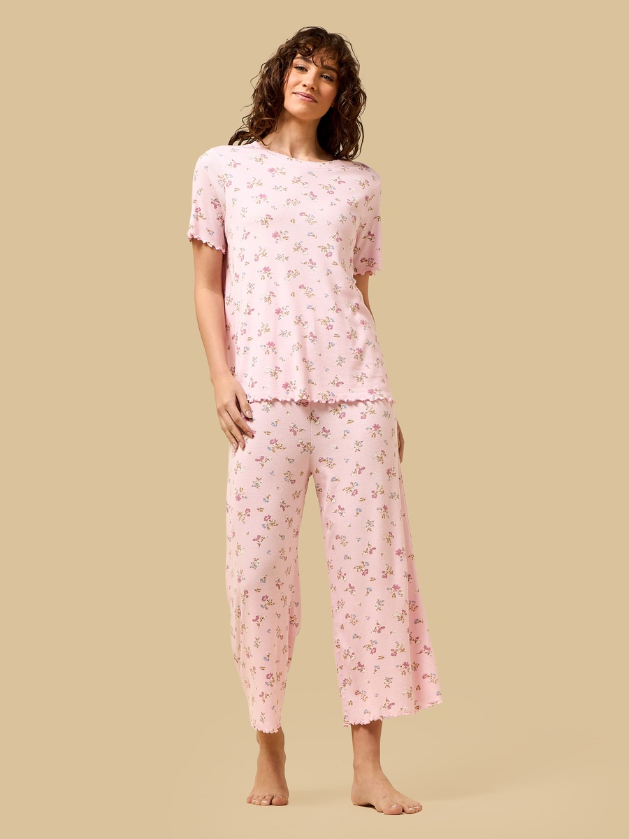Floral Print Ribbed Maternity Pyjama Set
