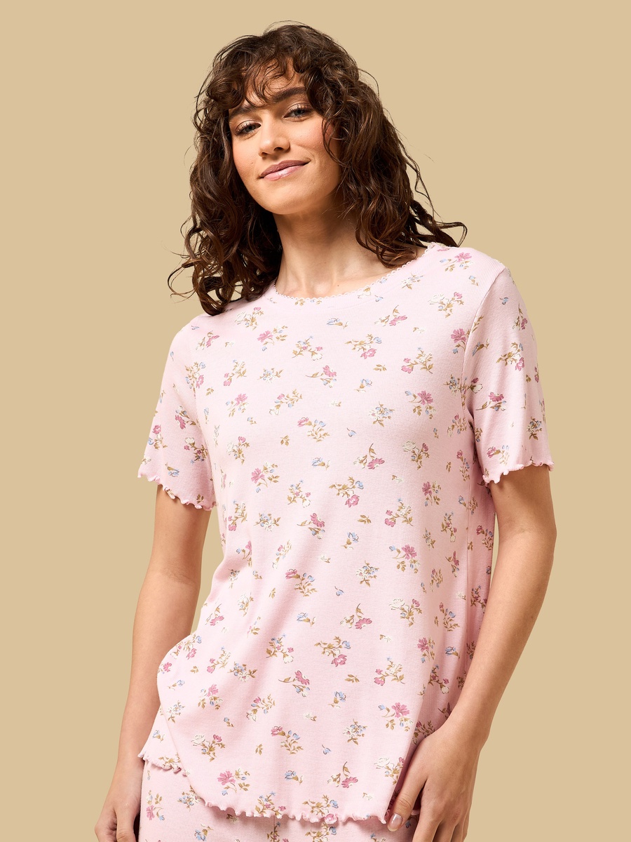 Floral Print Ribbed Maternity Pyjama Set