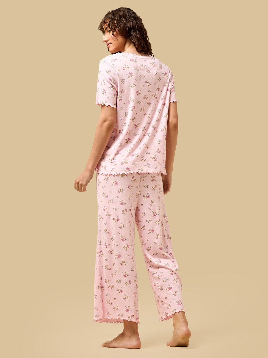 Floral Print Ribbed Maternity Pyjama Set