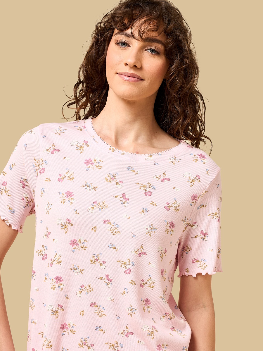 Floral Print Ribbed Maternity Pyjama Set