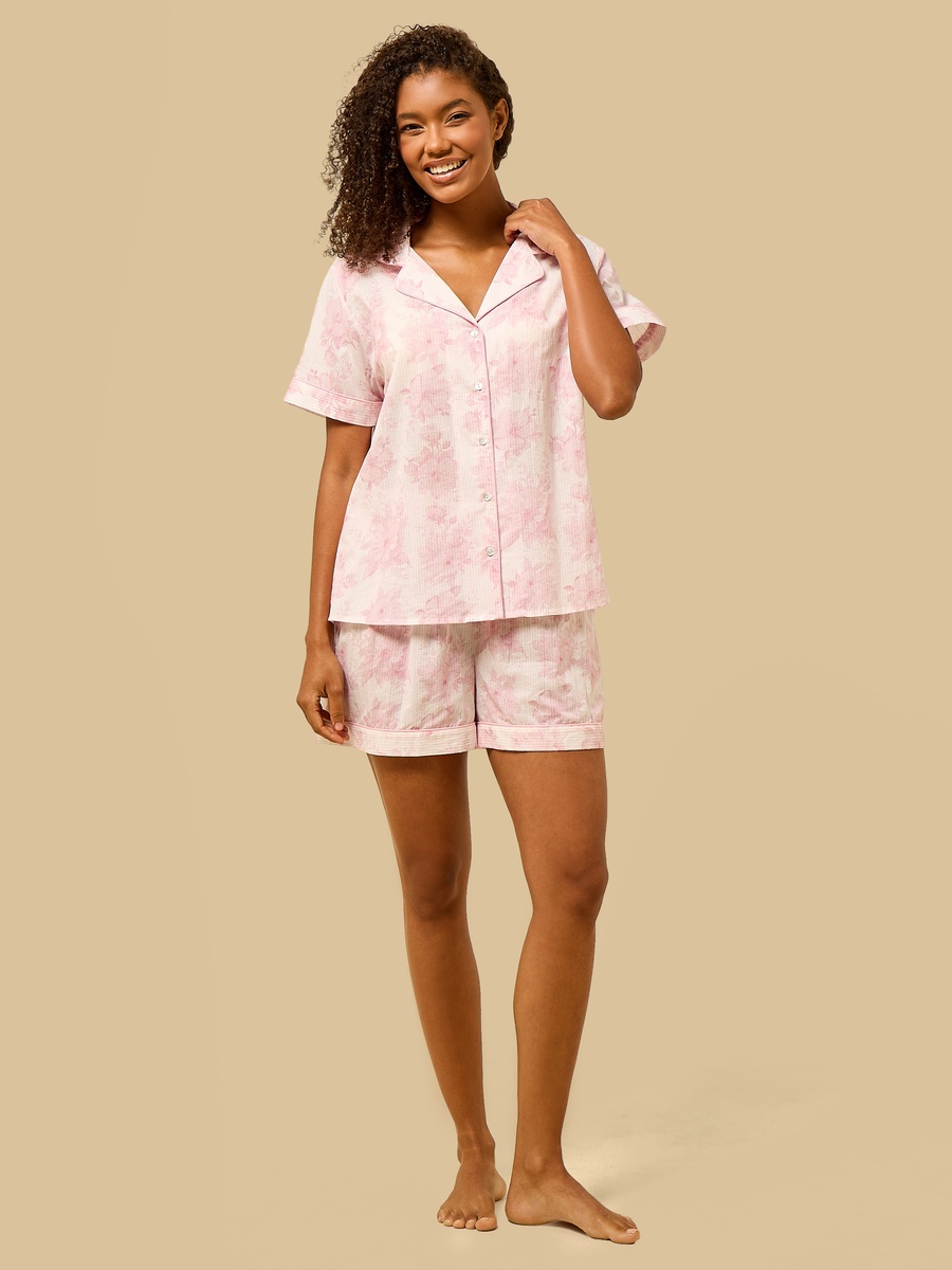 Floral Print Cotton Shorts Set