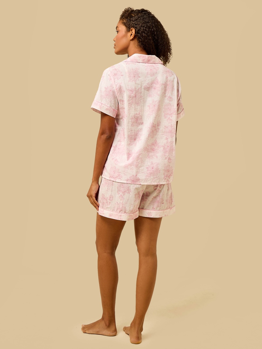 Floral Print Cotton Shorts Set