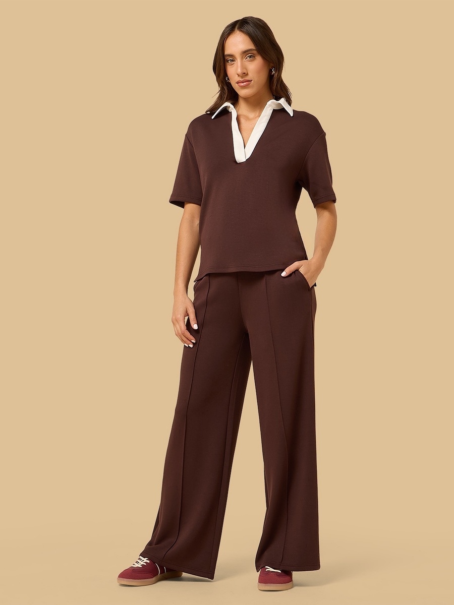 Pintuck Wide Leg Pants