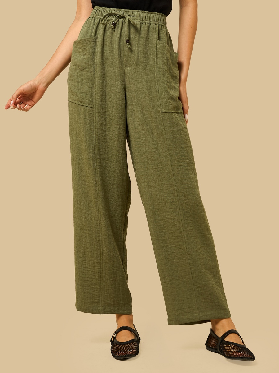 Crinkled Textured Pants