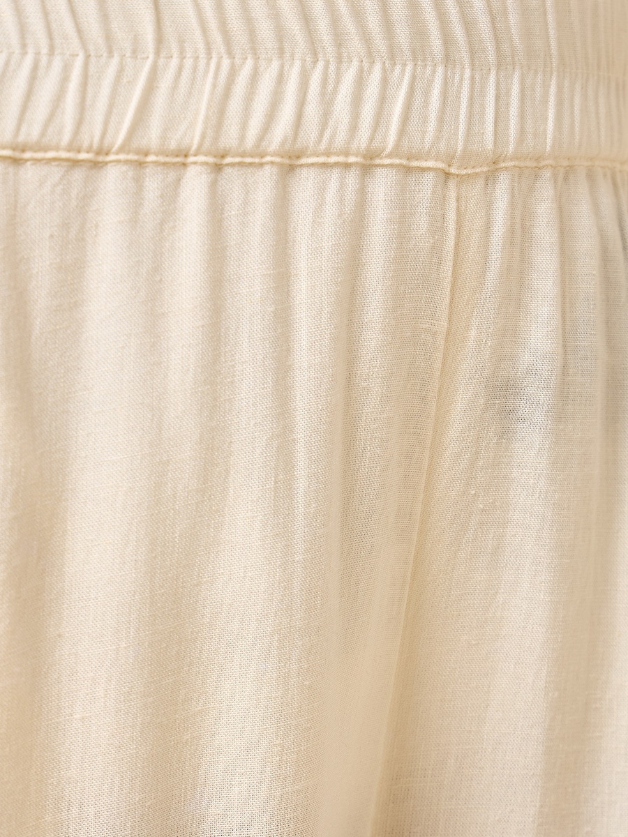 Embellished Linen Blend Wide Leg Pants