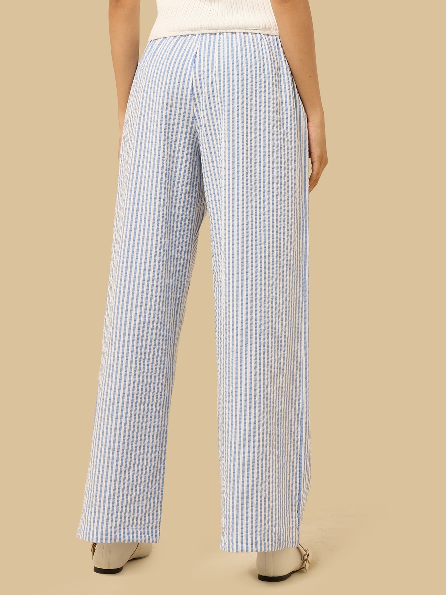Striped Seersucker Wide Leg Pants