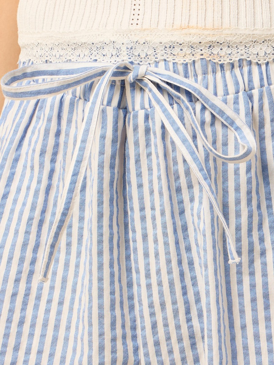 Striped Seersucker Wide Leg Pants