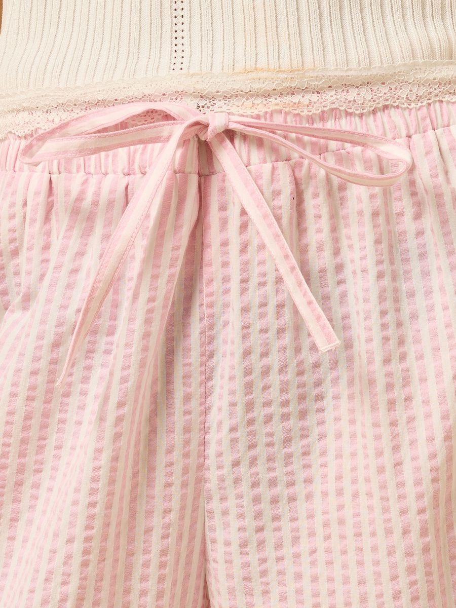 Striped Seersucker Wide Leg Pants