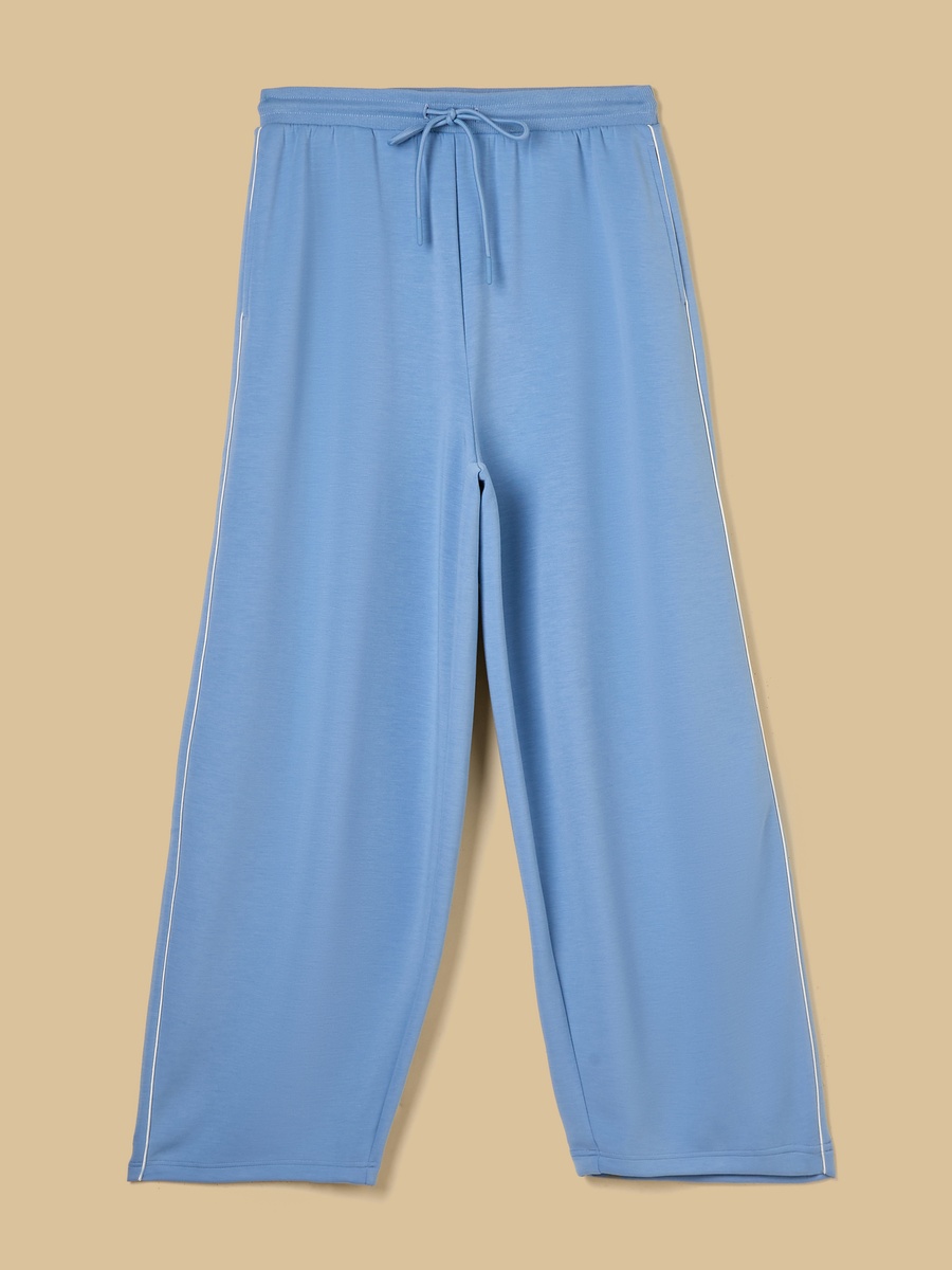Contrast Piping Wide Leg Pants