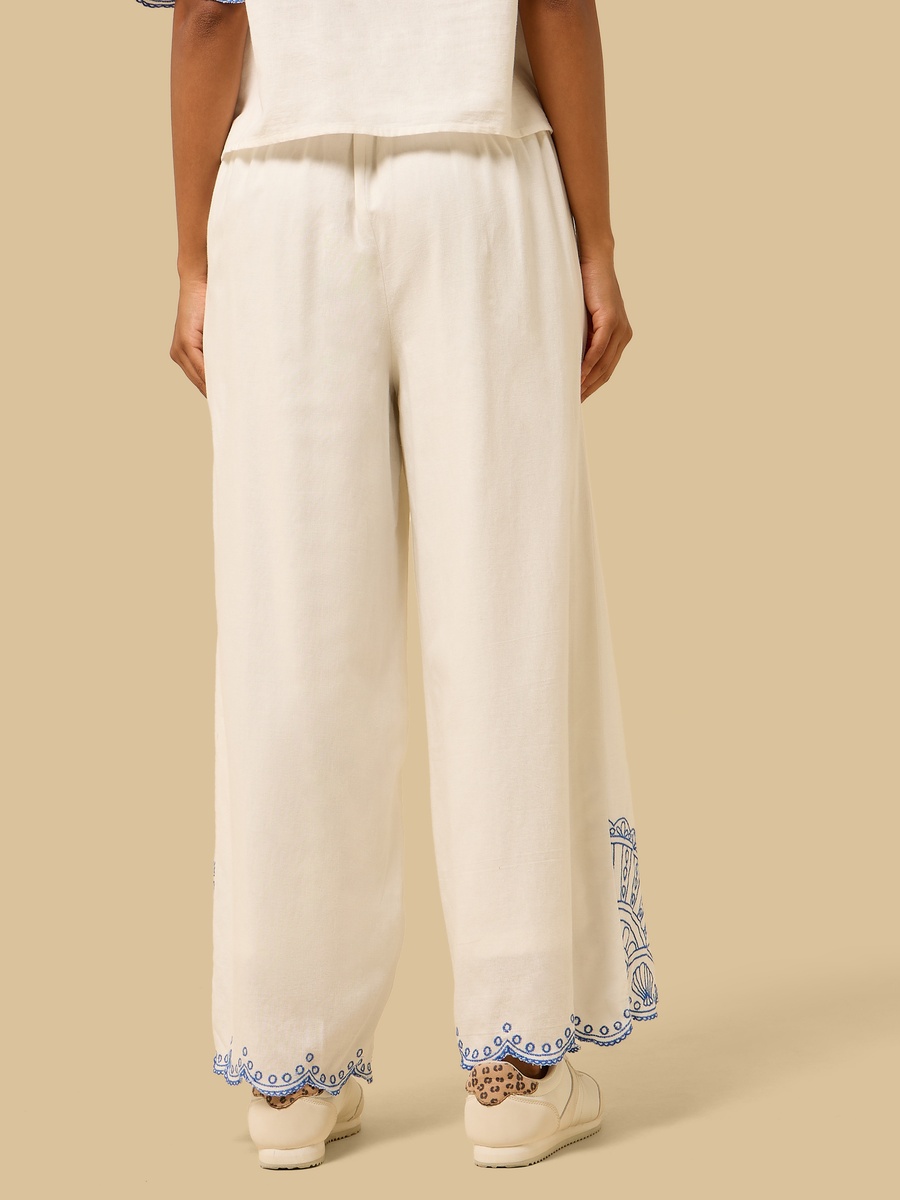 Embroidered Wide Leg Pants
