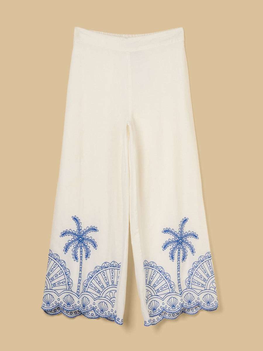 Embroidered Wide Leg Pants