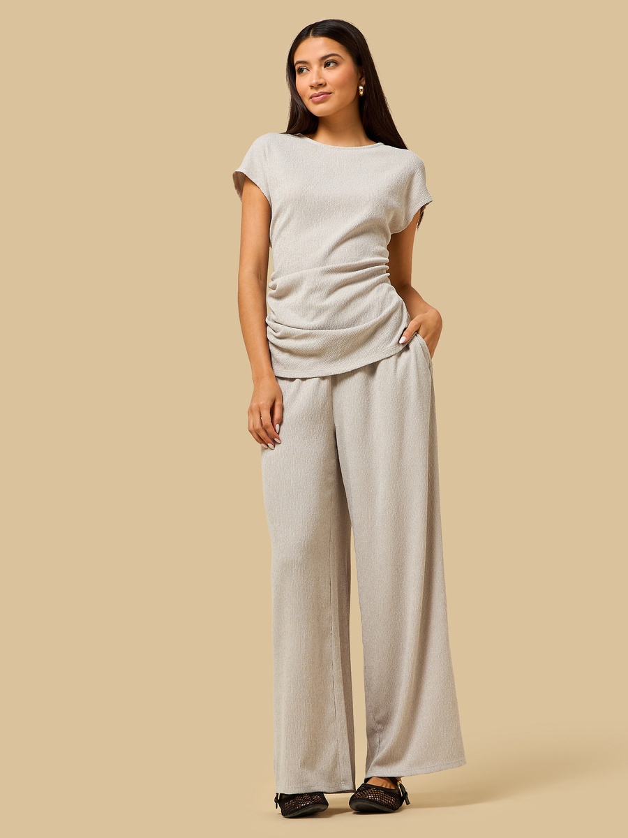 Textured Wide Leg Pants