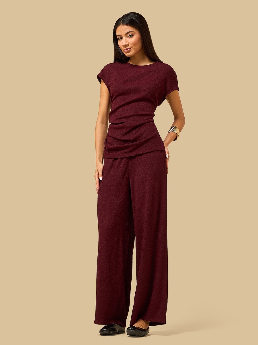 Textured Wide Leg Pants