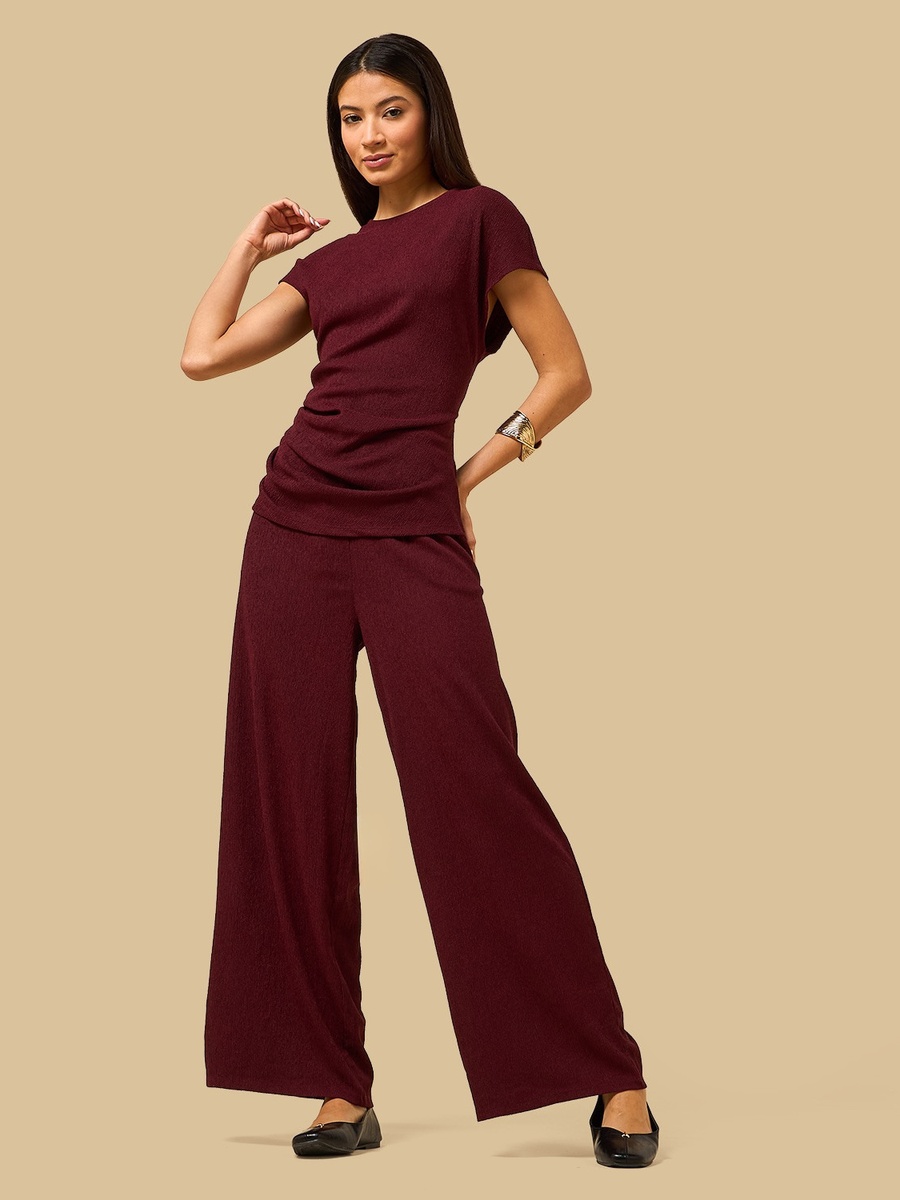 Textured Wide Leg Pants