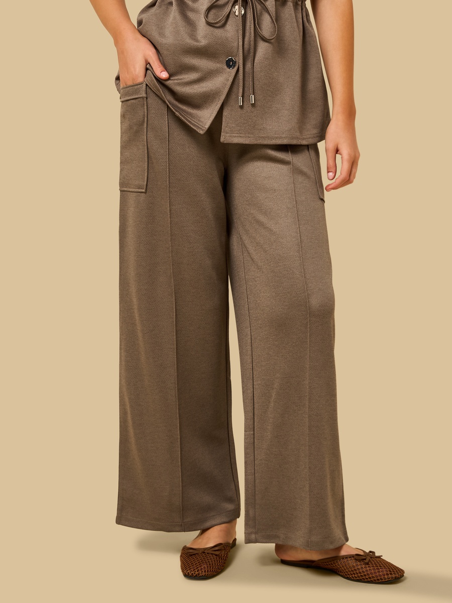 Textured Twill Wide Leg Pants