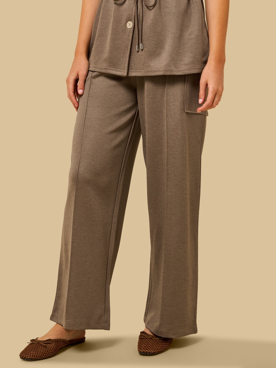 Textured Twill Wide Leg Pants
