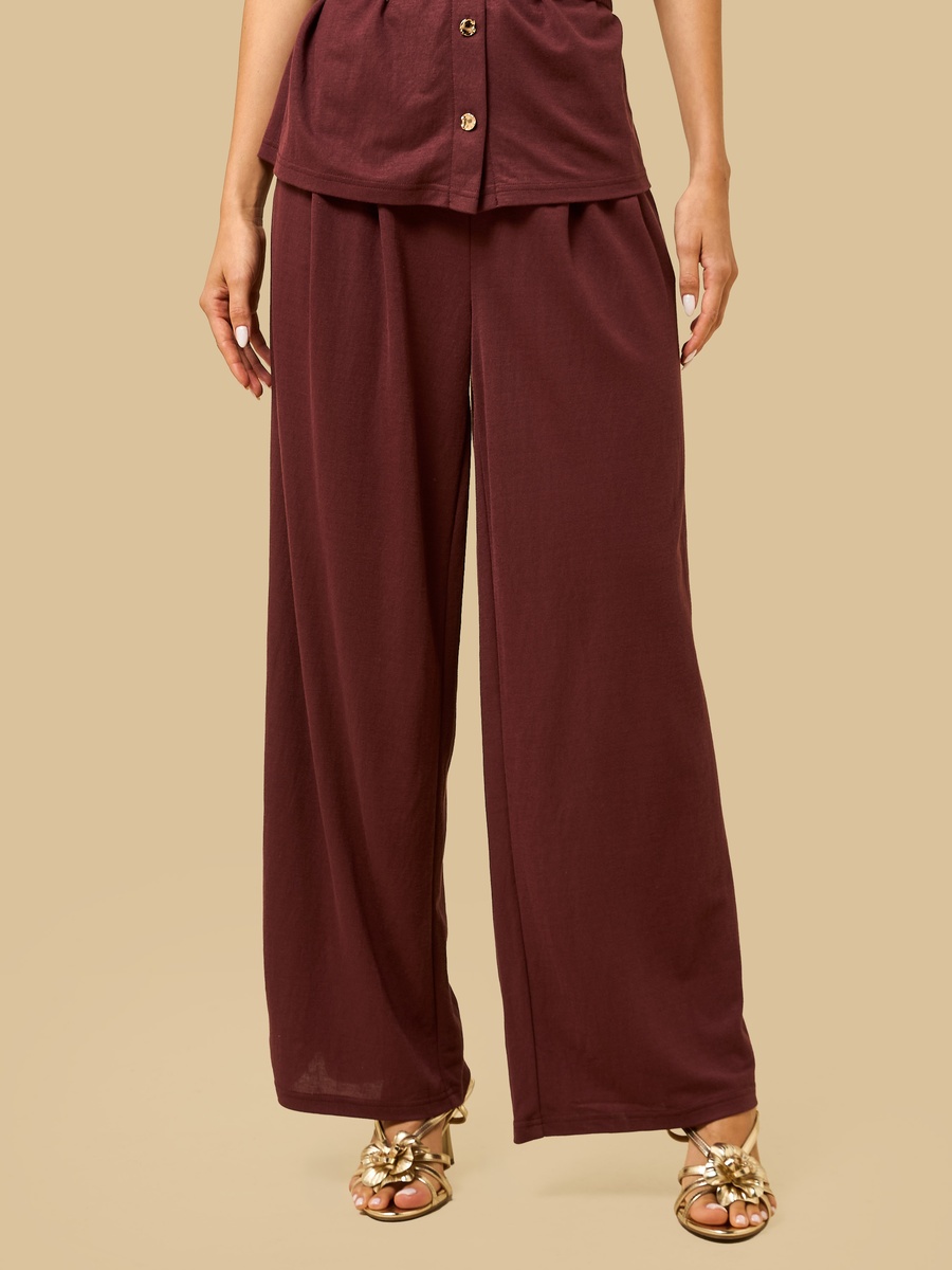 Pleated Pique Wide Leg Pants