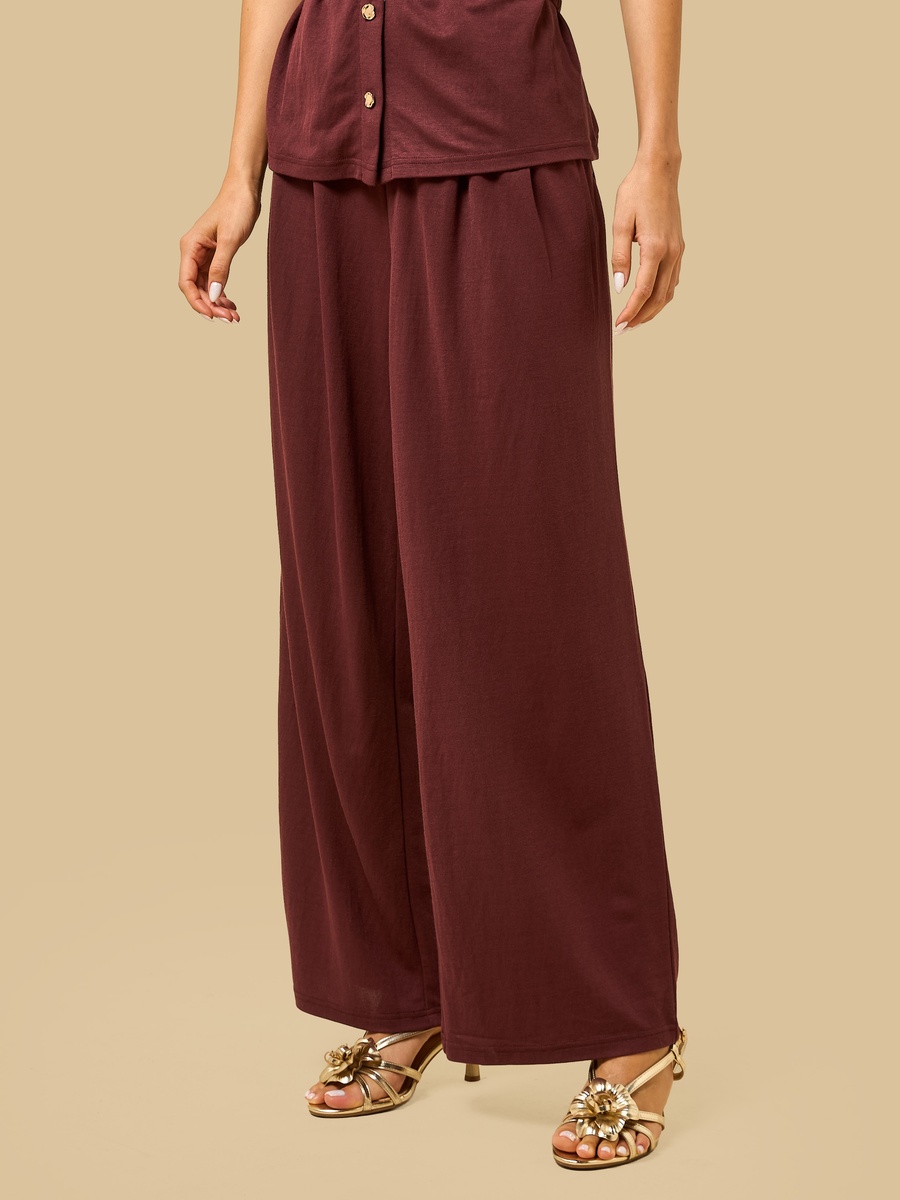 Pleated Pique Wide Leg Pants