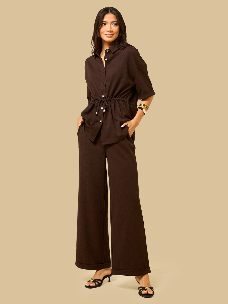 Textured Wide Leg Pants