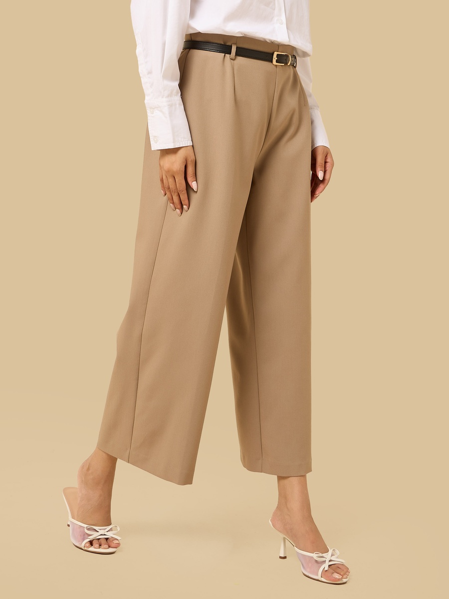 Mid-Rise Belted Culottes