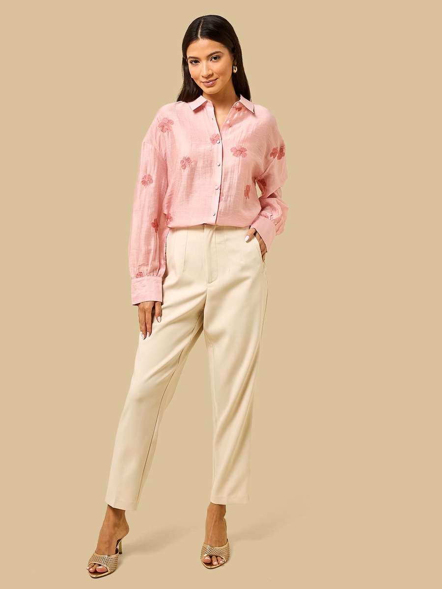 Pintuck Detail Tapered Pants