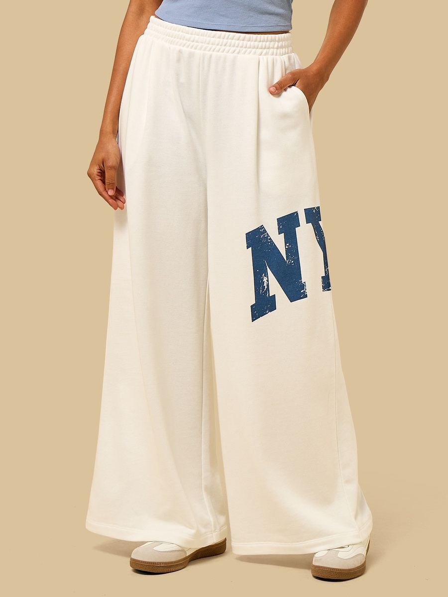 New York City Print Baggy Fit Wide Leg Pants