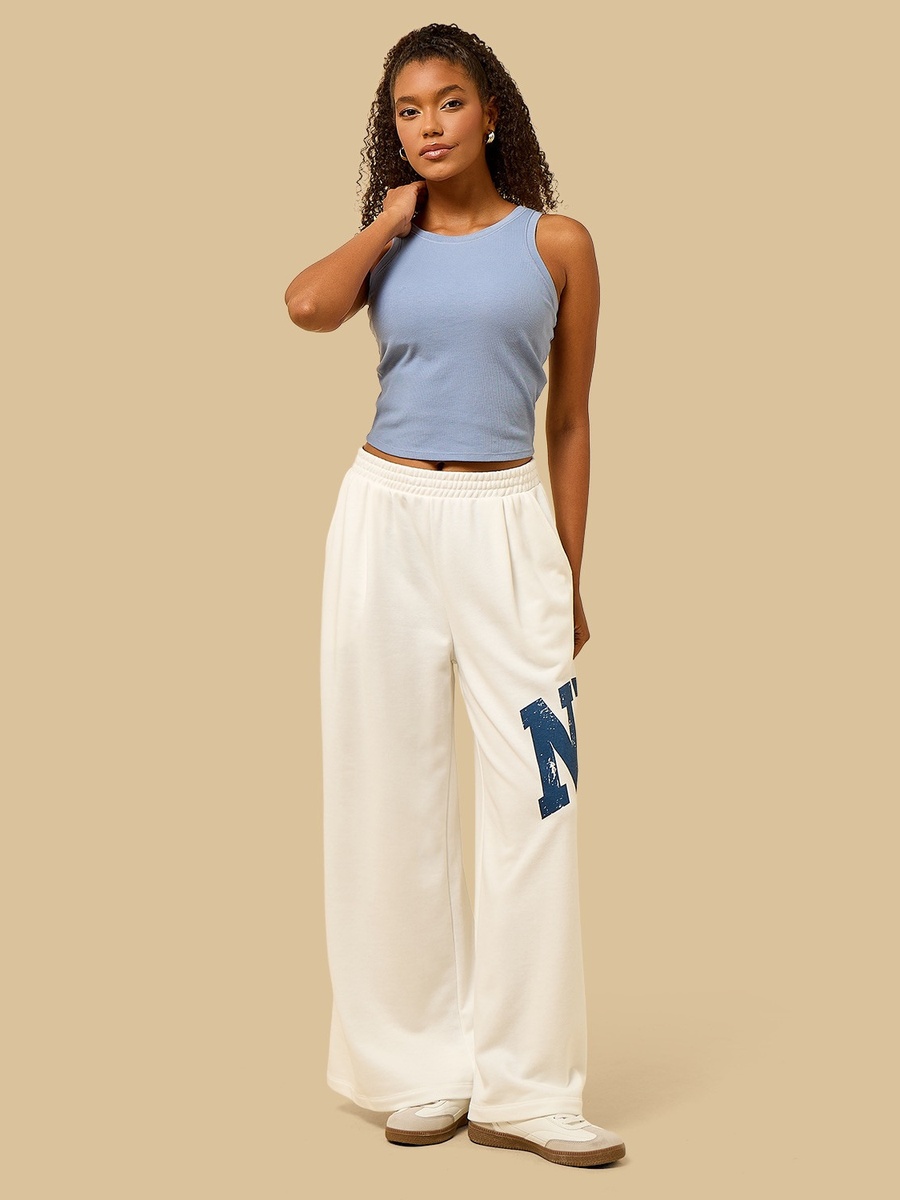 New York City Print Baggy Fit Wide Leg Pants