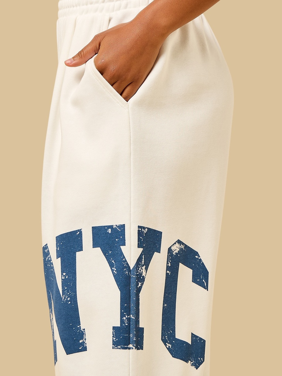 New York City Print Baggy Fit Wide Leg Pants
