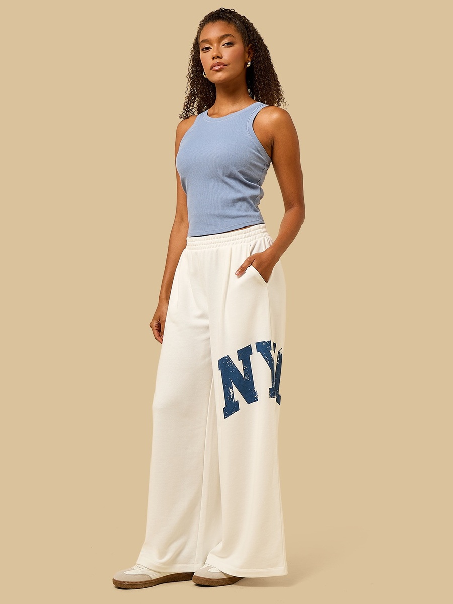 New York City Print Baggy Fit Wide Leg Pants
