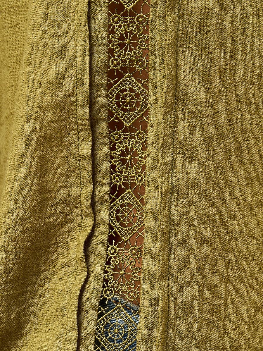 Lace Detail Linen Blend Oversized Shirt