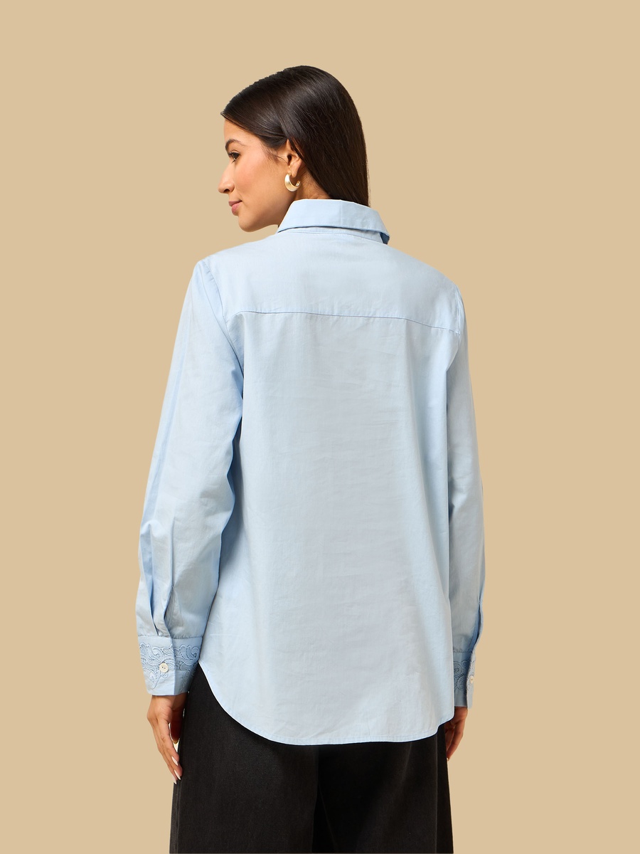 Lace Detail Poplin Shirt