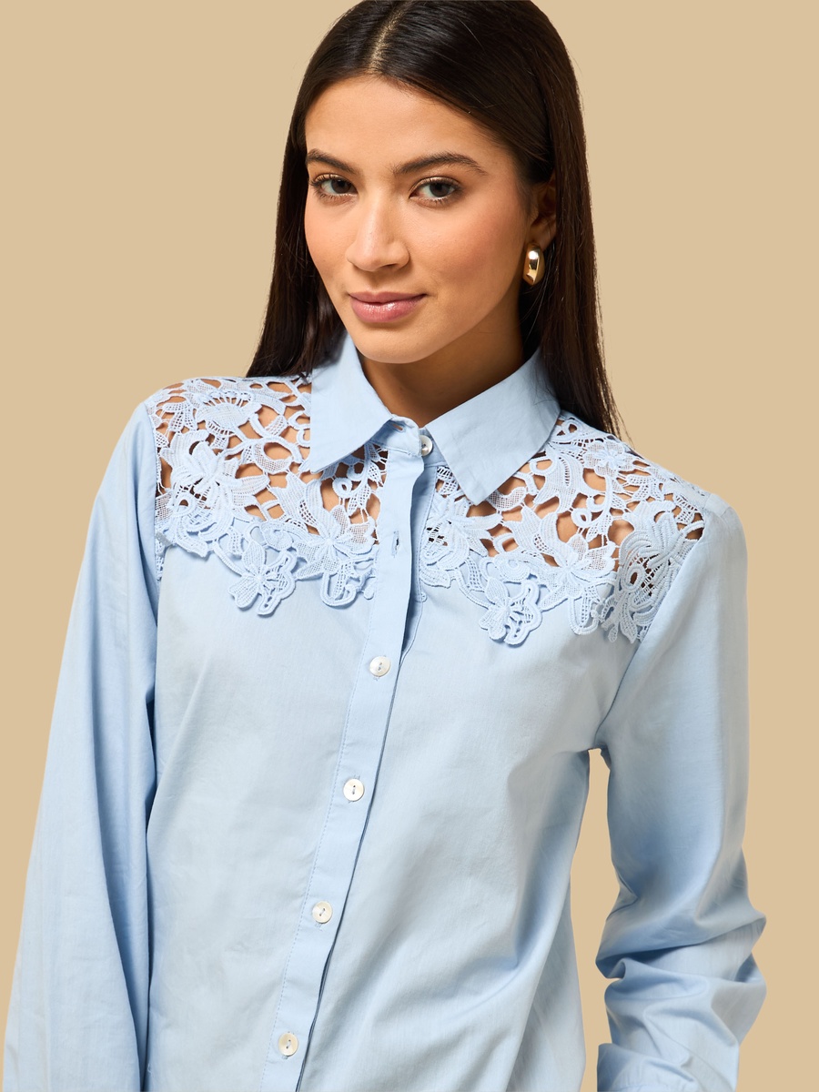 Lace Detail Poplin Shirt