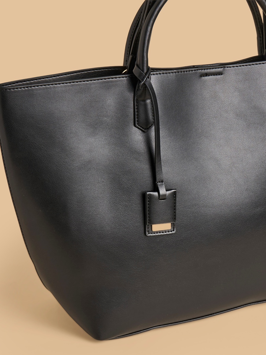 Double Handle Tote Bag with Button Closure