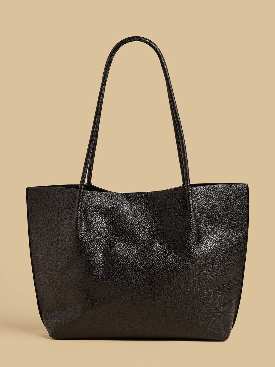 Textured Tote Bag with Magnetic Button Closure