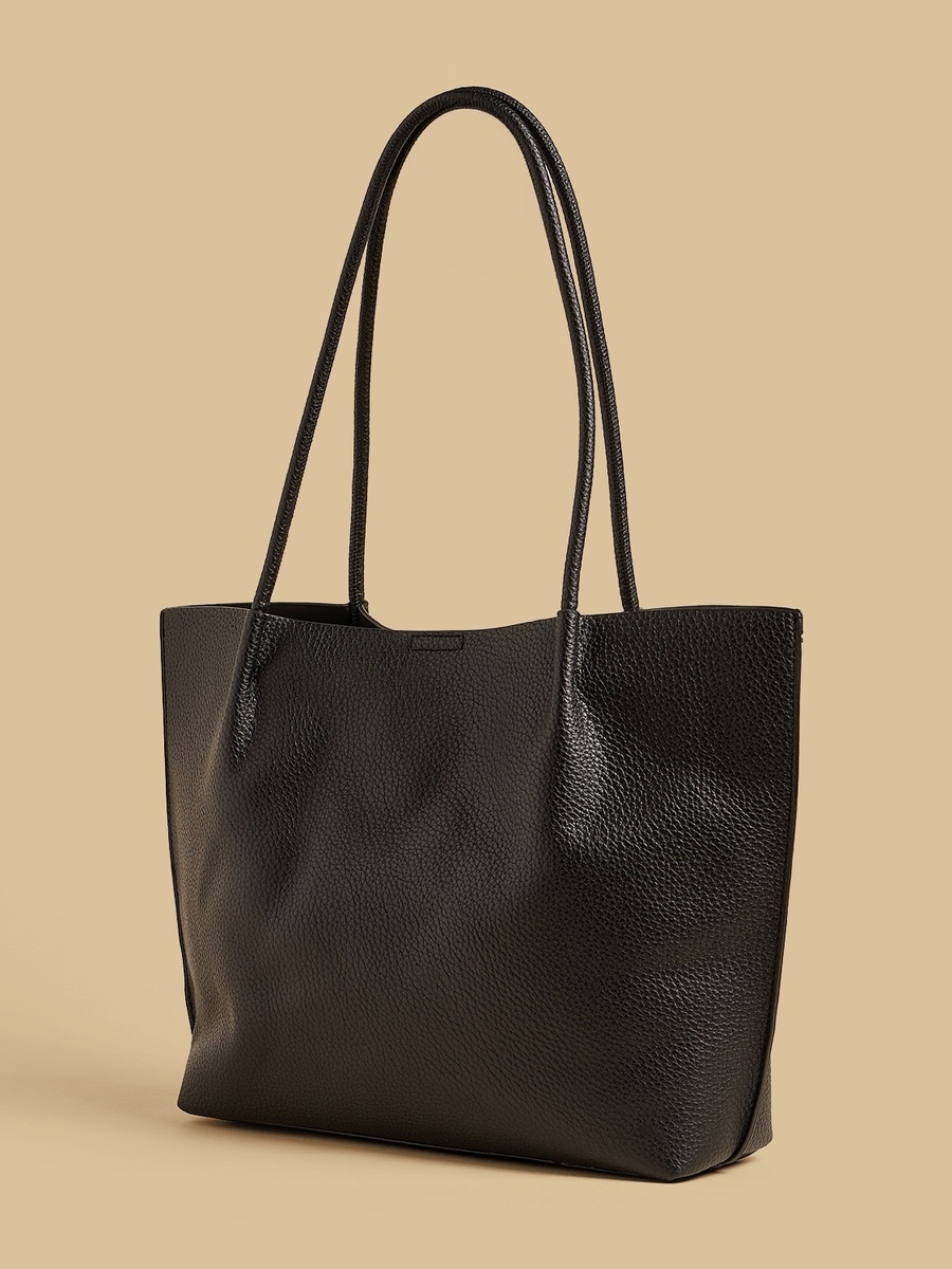 Textured Tote Bag with Magnetic Button Closure