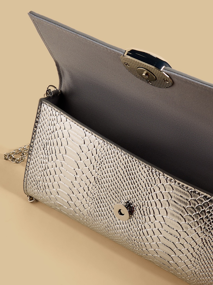Textured Clutch with Chain Strap
